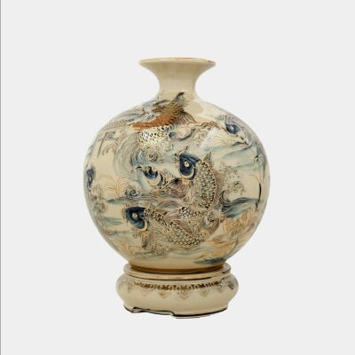 Bình hút lộc Cá chép vượt ngũ môn vẽ vàng 1